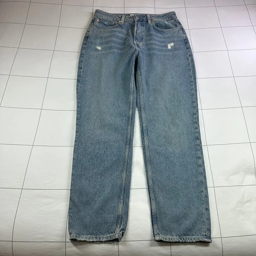 We The Free Jeans Womens 29 Blue Fast Times High Rise Mom Distressed Button Fly